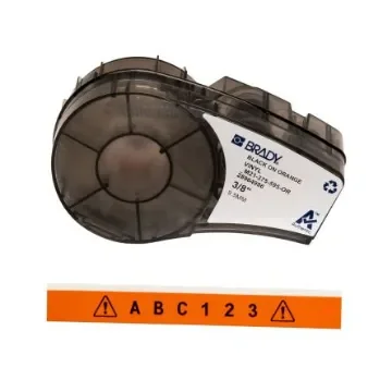 Brady B-595 Black on Black on Orange Label Printer Tape, 6.4 m Length, 9.53 mm Width - M21-375-595-OR product image