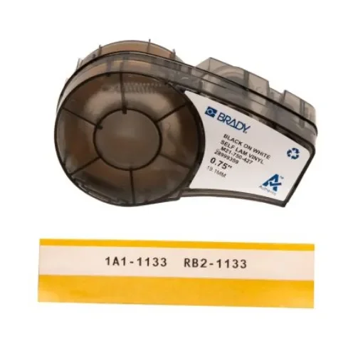Brady B-427 Black on White, Transparent Label Printer Tape, 4.27 m Length, 19.05 mm Width - M21-750-427 product image