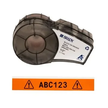 Brady B-595 Black on Black on Orange Label Printer Tape, 6.4 m Length, 12.70 mm Width - M21-500-595-OR product image