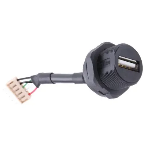 Amphenol Socapex Straight, Jam Nut, Socket- Single Port Type A 2.0 USB Connector - USBAF7 product image
