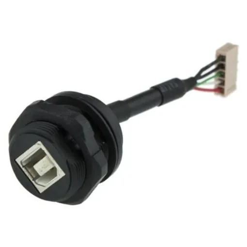 Amphenol Socapex Straight, Jam Nut, Male to Female- Single Port Type B 2.0 USB Connector - USBBF7 product image