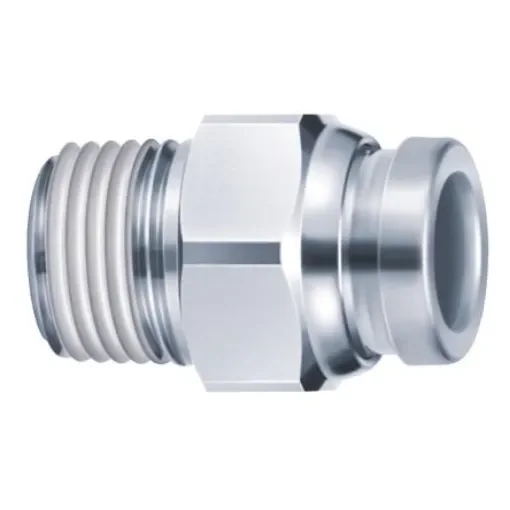 SMC KQG2 Series Straight Threaded Adaptor, R 1/2 Male to Push In 10 mm, Threaded-to-Tube Connection Style - KQG2H10-04S product image