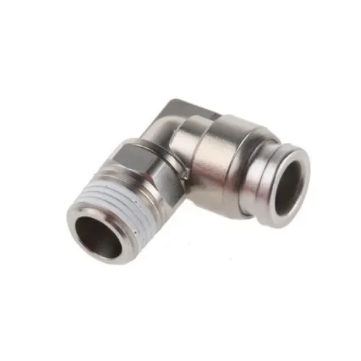 SMC KQG2 Series Elbow Threaded Adaptor, R 1/8 Male to Push In 6 mm, Threaded-to-Tube Connection Style - KQG2L06-01S product image