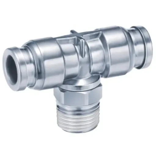 SMC KQG2 Series Tee Threaded Adaptor, Push In 8 mm to Push In 8 mm, Threaded-to-Tube Connection Style - KQG2T08-03S product image
