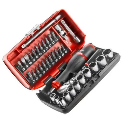 Facom 38-Piece Metric 1/4 in Standard Socket/Bit Set with Ratchet, 6 point - RL.NANO1PB product image