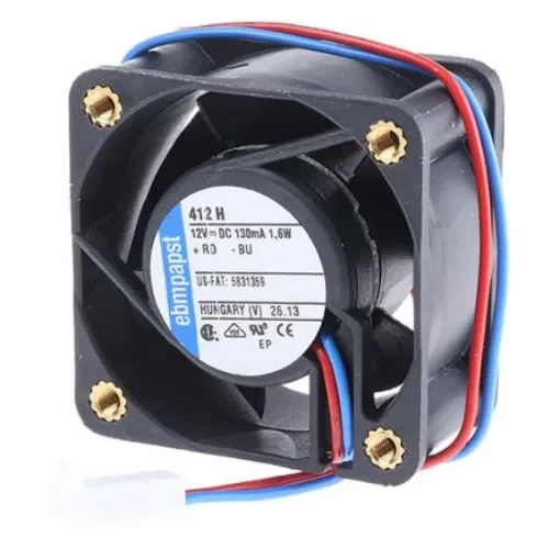 ebm-papst 400 Series Axial Fan, 12 V dc, DC Operation, 13.5m³/h, 1.6W, 40 x 40 x 20mm - 412H-RS0 product image