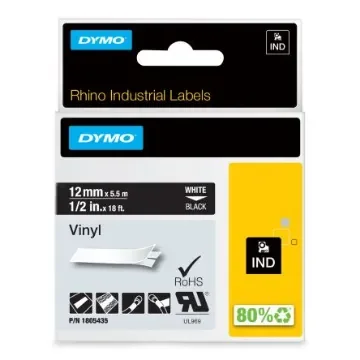 Dymo White on Black Label Printer Tape, 5.5 m Length, 12 mm Width - 1805435 product image