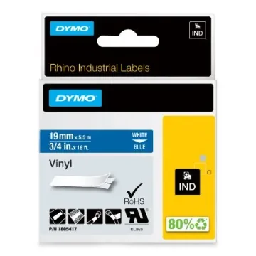 Dymo White on Blue Label Printer Tape, 5.5 m Length, 19 mm Width - 1805417 product image