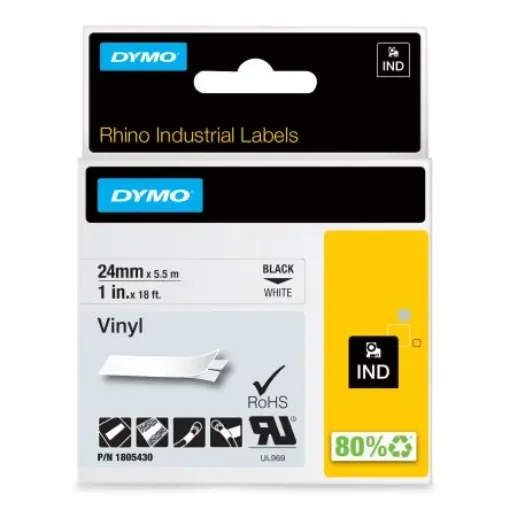 Dymo Black on White Label Printer Tape, 5.5 m Length, 24 mm Width - 1805430 product image