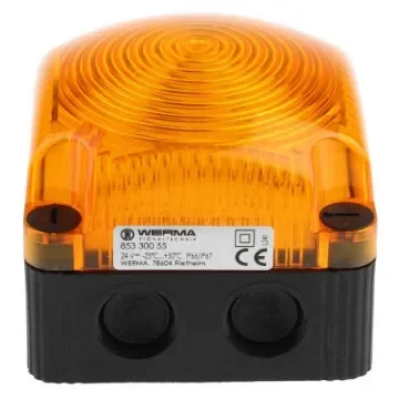 Werma BWM 853 Series Yellow Steady Beacon, 24 V dc, Surface Mount, Wall Mount, LED Bulb, IP66, IP67 - 853.300.55 product image