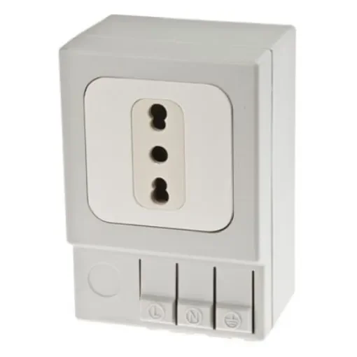 STEGO SD035 Light Grey 1 Gang Plug Socket, 16A, Type L - Italian, Indoor Use - 03505.0-01 product image
