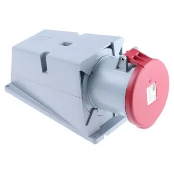 Amphenol Industrial, Tough & Safe IP44 Red Wall Mount 3P + N + E Right Angle Industrial Power Socket, Rated At 63A, 415 - 2CMA167484R1000  463RS6 product image