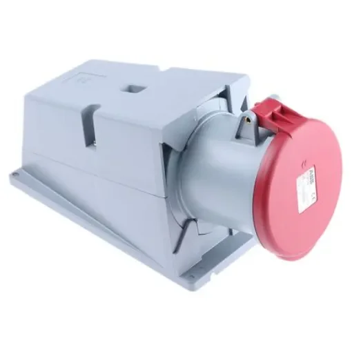 Amphenol Industrial, Tough & Safe IP44 Red Wall Mount 3P + N + E Right Angle Industrial Power Socket, Rated At 63A, 415 - 2CMA167484R1000  463RS6 product image