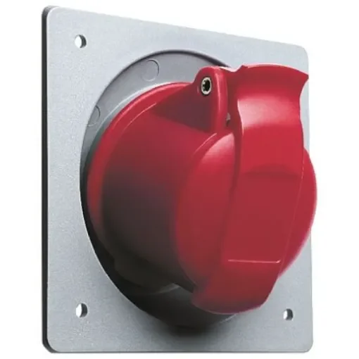 Amphenol Industrial, Easy & Safe IP44 Red Panel Mount 3P + N + E Right Angle Industrial Power Socket, Rated At 32A, 415 - 2CMA193283R1000  432RAU6 product image
