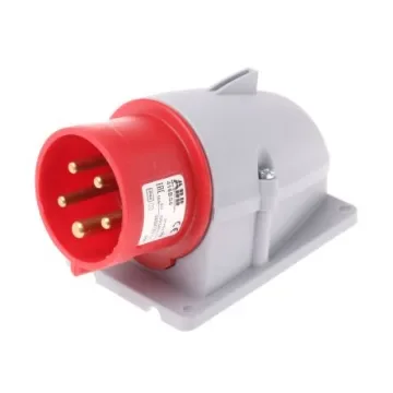 Amphenol Industrial, Easy & Safe IP44 Red Wall Mount 3P + N + E Right Angle Industrial Power Plug, Rated At 16A, 415 V - 2CMA193307R1000  416BS6 product image
