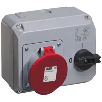 Amphenol Industrial Right Angle Switchable IP44 Industrial Interlock Socket 3PN+E, Earthing Position 6h, 63A, 415 V - 2CMA167727R1000  463MHS6 product image