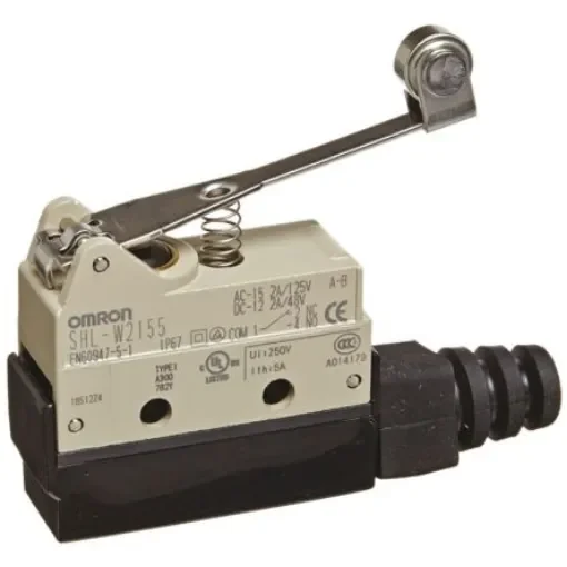Omron SHL Series Roller Lever Limit Switch, NO/NC, IP67, SPDT, Zinc Housing, 480V ac Max, ac 2 A, dc 200mA Max - SHL-W2155 product image