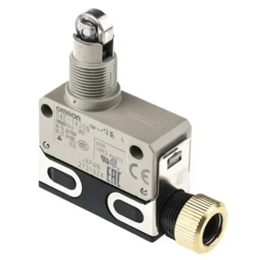 Omron D4E Series Roller Plunger Limit Switch, NO/NC, IP67, SPDT, 125V ac Max, 5A Max - D4E-1A20N product image