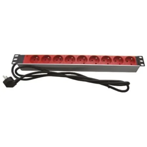 RS PRO Type E - French 9 Gang Power Distribution Unit, 2.5m Cable, 16A, 230 V ac - 7553977 product image