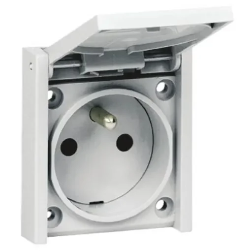 Legrand Grey 1 Gang Plug Socket, 16A, Type E - French, Outdoor Use - 0 903 35 product image