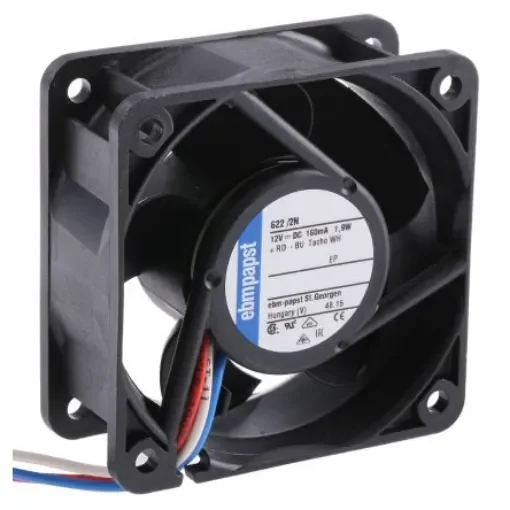 ebm-papst 620 Series Axial Fan, 12 V dc, DC Operation, 40m³/h, 2.1W, 1.05A Max, 60 x 60 x 25mm - 622/2N-RS0 product image
