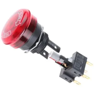Omron A165E Series Twist Release Illuminated Emergency Stop Push Button, Panel Mount, 16mm Cutout, 2NC, IP65 - A165E-LS-24D-02 product image