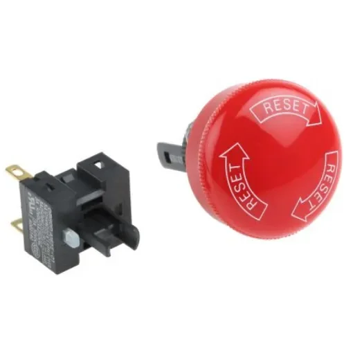 Omron A165E Series Twist Release Emergency Stop Push Button, Panel Mount, 16mm Cutout, 1NC, IP65 - A165E-S-01 product image