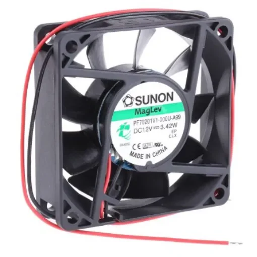 Sunon PF Series Axial Fan, 12 V dc, DC Operation, 73m³/h, 3.42W, 285mA Max, 70 x 70 x 20mm - PF70201V1-000U-A99 product image