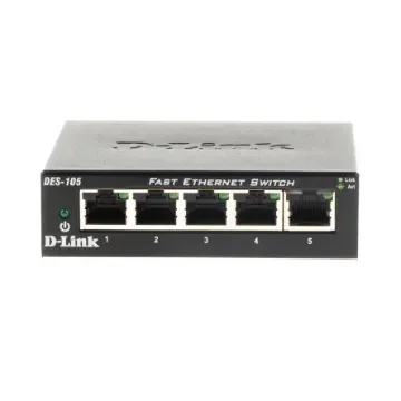 D-Link 5-Port Fast Ethernet Switch, Unmanaged 5 Port Network Switch, UK - DES-105/B product image
