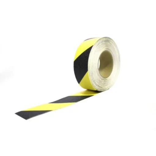 RS PRO Black/Yellow Polyethylene 18.3m Hazard Tape, 1.05mm Thickness - 7621525 product image