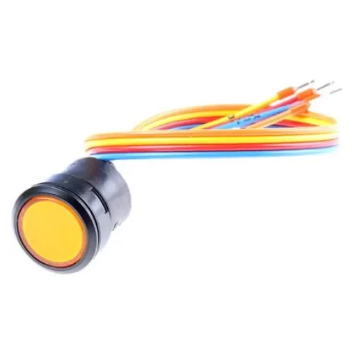 EAO Illuminated Push Button Switch, Momentary, Panel Mount, 22.5mm Cutout, SPST, Yellow LED, 24V dc, IP67 - K84-603.4709S product image