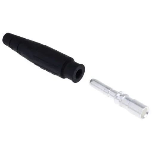 Staubli Black Male Test Plug, 6 mm Connector, Crimp Termination, 100A, 600V, Silver Plating - 15.0002-21 product image