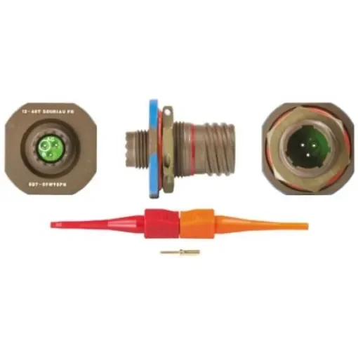 Souriau Sunbank by Eaton, 8D, Copper Alloy 3 Way Panel Mount MIL Spec Circular Connector Receptacle, Pin Contacts,Shell - 8D709W98PN product image