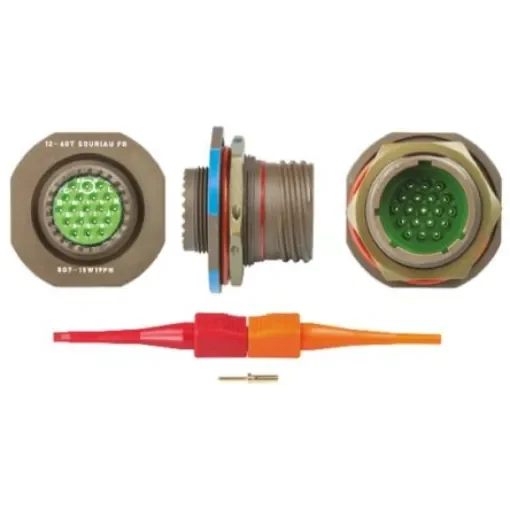 Souriau Sunbank by Eaton, 8D, Copper Alloy 19 Way Panel Mount MIL Spec Circular Connector Receptacle, Pin - 8D715W19PN product image