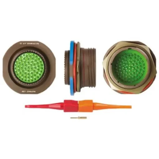 Souriau Sunbank by Eaton, 8D, Copper Alloy 61 Way Panel Mount MIL Spec Circular Connector Receptacle, Pin - 8D725W61PN product image