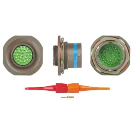 Souriau Sunbank by Eaton, 8LT, Copper Alloy 26 Way Panel Mount MIL Spec Circular Connector Receptacle, Pin - 8LT717B26PN product image