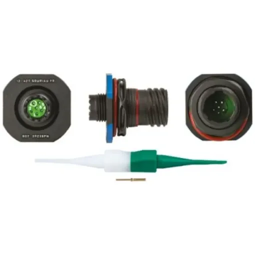 Souriau Sunbank by Eaton, 8D, Copper Alloy 6 Way Panel Mount MIL Spec Circular Connector Receptacle, Pin Contacts,Shell - 8D709Z35PN product image