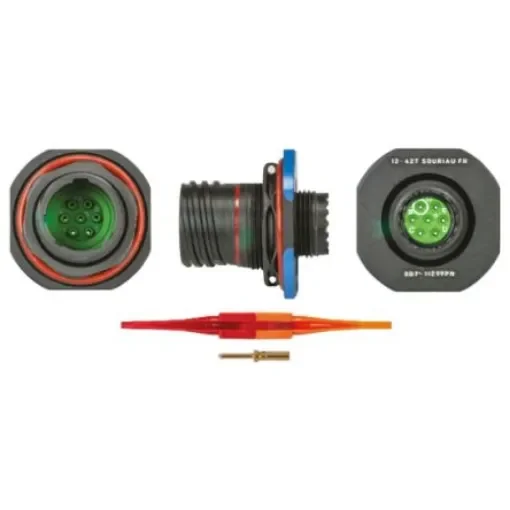 Souriau Sunbank by Eaton, 8D, Copper Alloy 7 Way Panel Mount MIL Spec Circular Connector Receptacle, Pin Contacts,Shell - 8D711Z99PN product image