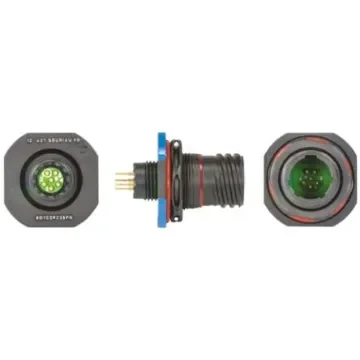 Souriau Sunbank by Eaton, 8D, Copper Alloy 6 Way Panel Mount MIL Spec Circular Connector Receptacle, Pin Contacts,Shell - 8D7C09Z35PN product image