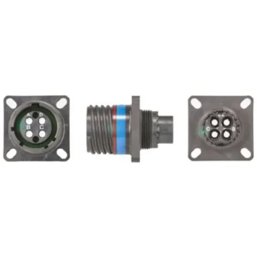 Souriau Sunbank by Eaton, 8D, Fibre Optic 4 Way Panel Mount MIL Spec Circular Connector Receptacle, Socket - 8D0E13X04BN product image
