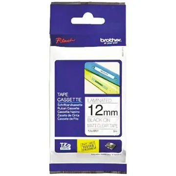 Brother Black on Clear Label Printer Tape, 8 m Length, 12 mm Width - TZE-M31 product image