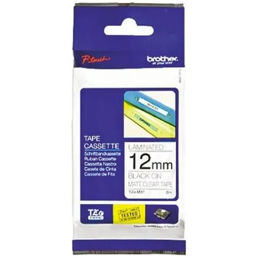 Brother Black on Clear Label Printer Tape, 8 m Length, 12 mm Width - TZE-M31 product image