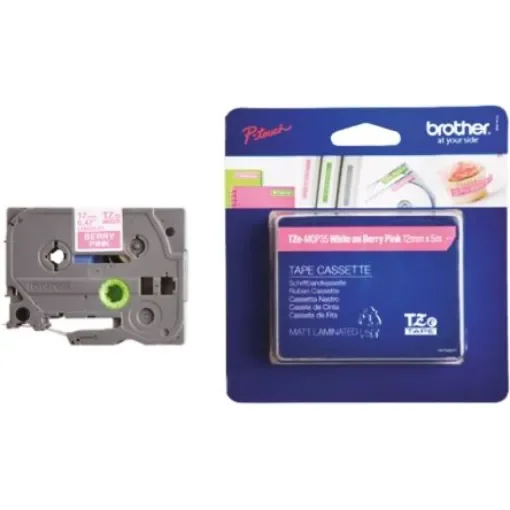 Brother White on Pink Label Printer Tape, 5 m Length, 12 mm Width - TZE-MQP35 product image