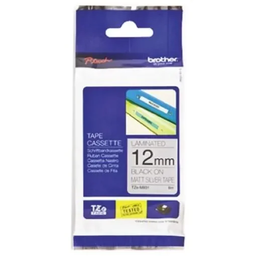 Brother Black on Silver Label Printer Tape, 8 m Length, 12 mm Width - TZE-M931 product image