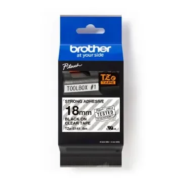 Brother Black on Clear Label Printer Tape, 8 m Length, 18 mm Width - TZE-S141 product image