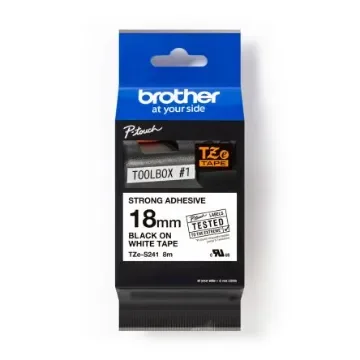 Brother Black on White Label Printer Tape, 8 m Length, 18 mm Width - TZE-S241 product image