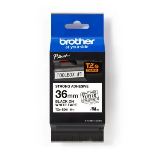 Brother Black on White Label Printer Tape, 8 m Length, 36 mm Width - TZE-S261 product image