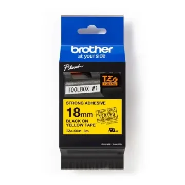 Brother Black on Yellow Label Printer Tape, 8 m Length, 18 mm Width - TZE-S641 product image