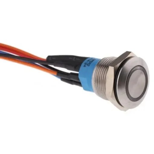 APEM Illuminated Push Button Switch, Momentary, Panel Mount, 19.2mm Cutout, SPDT, Blue LED, 30V dc, IP67 - AV9112F1020840K product image