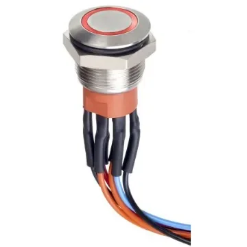 Apem Illuminated Push Button Switch, Momentary, Panel Mount, 19.2mm Cutout, SPDT, Red LED, 30V dc, IP67 - AV9612F1020840K product image